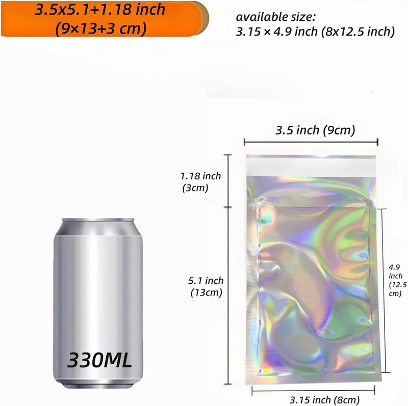 PABCK 100 Pack 3.54x5.12+1.18 inch Holographic Metallic Poly Mailers Self Sealing Packaging Aluminum Foil Glitter Bags Shipping Envelopes Mailing Storage Pouches for Shipping Packaging - Image 4